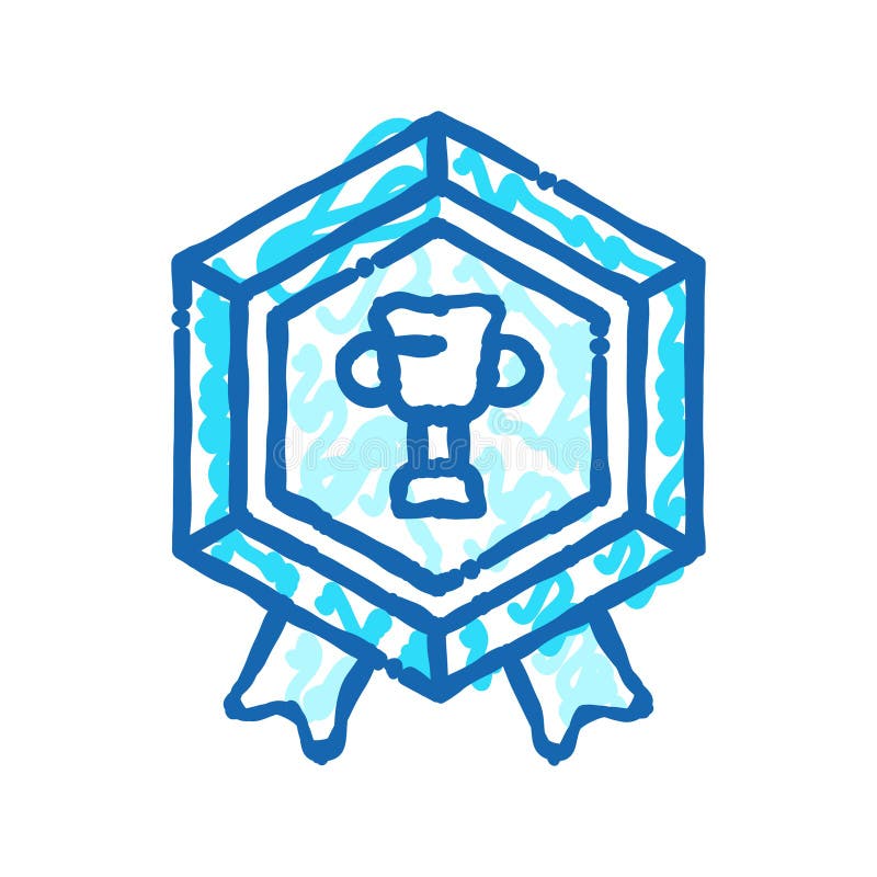 Video game level award with cup icon doodle illustration royalty free illustration