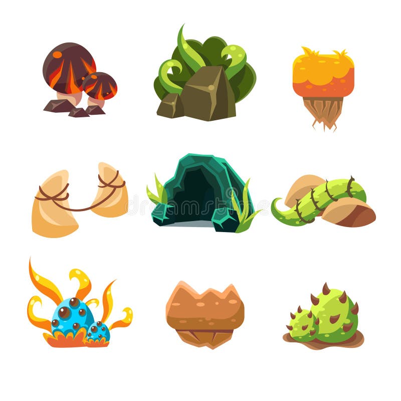 Video Game Level Design Collection Of Elements royalty free illustration