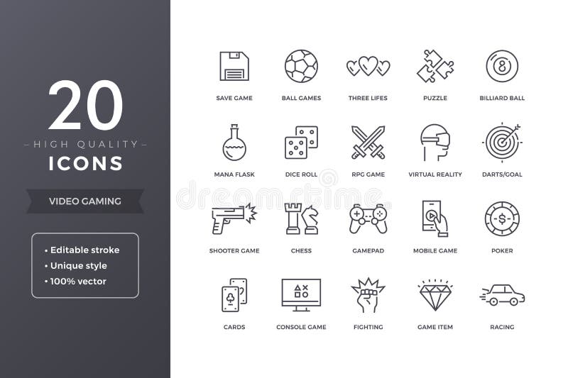 Video Game Line Icons stock vector. Illustration of potion - 116027910