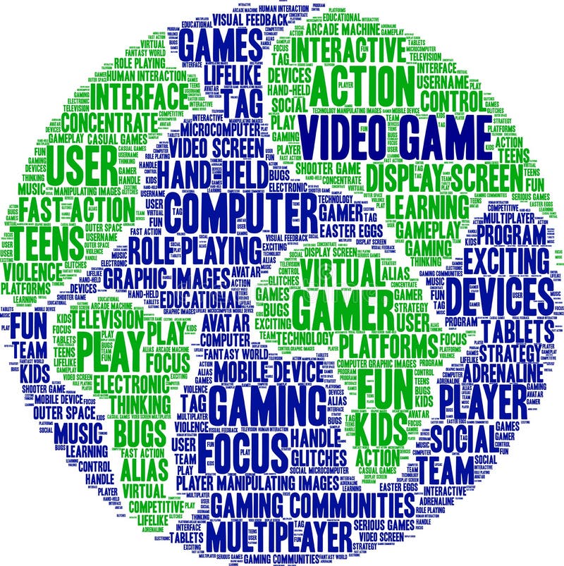 Video Game Word Cloud stock vector. Illustration of alias 158979797