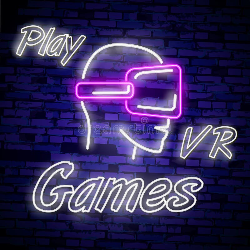 Video Games logos collection neon sign Vector design template. Conceptual Vr games, Retro Game night logo in neon style, gamepad i stock illustration Video Games logos collection neon sign Vector design template. Conceptual Vr games, Retro Game night logo in neon style, gamepad i stock illustration