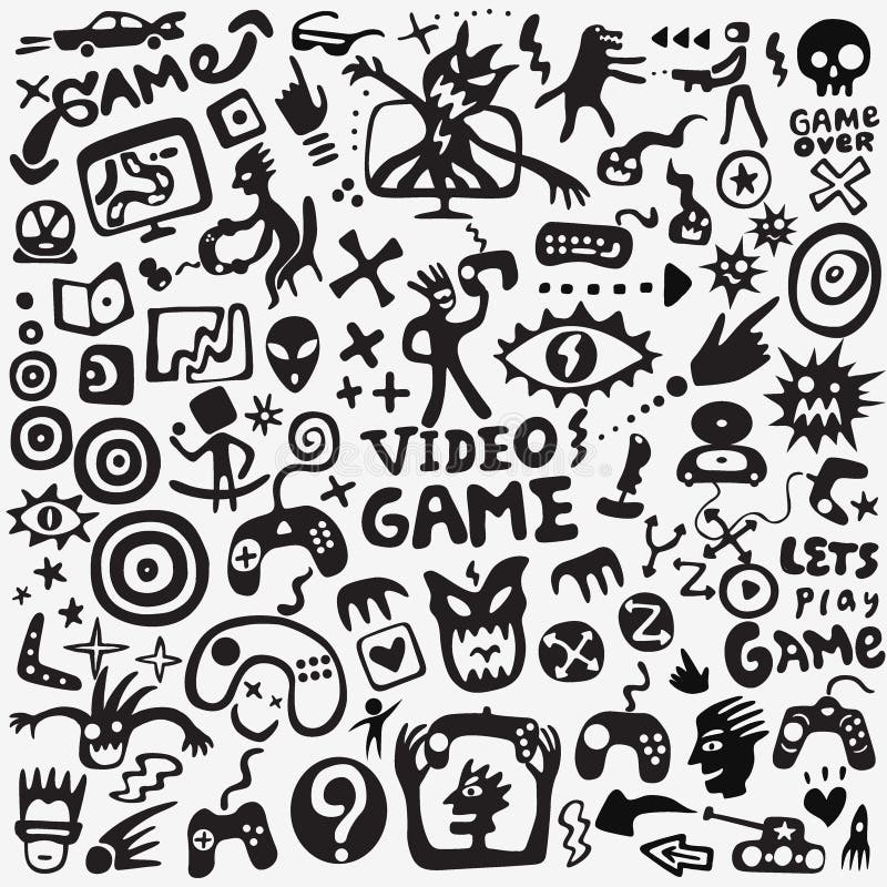 Premium Vector  Set of video game doodle illustration