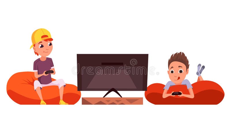 Kids Playing Video Games Vector Art, Icons, and Graphics for Free