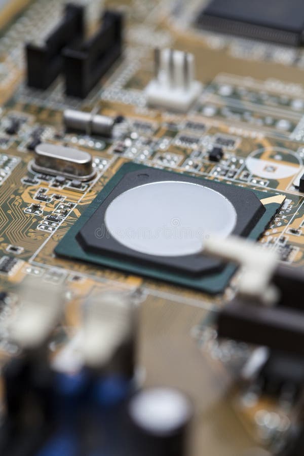 Video Graphic Card Circuit Board with Electronic Elements Stock Photo