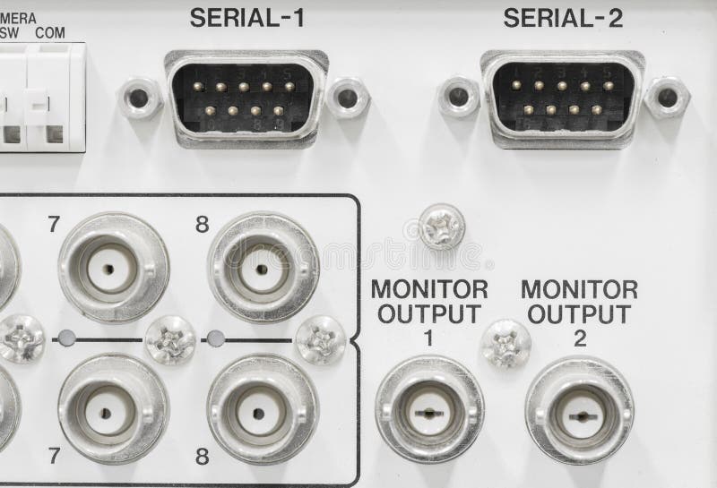 Video input and output plug connector. stock photo