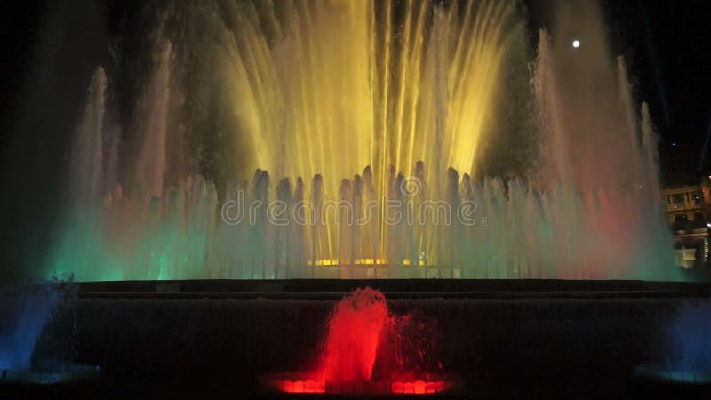 Beautiful Magic Fountain Colors at Night in Barcelona