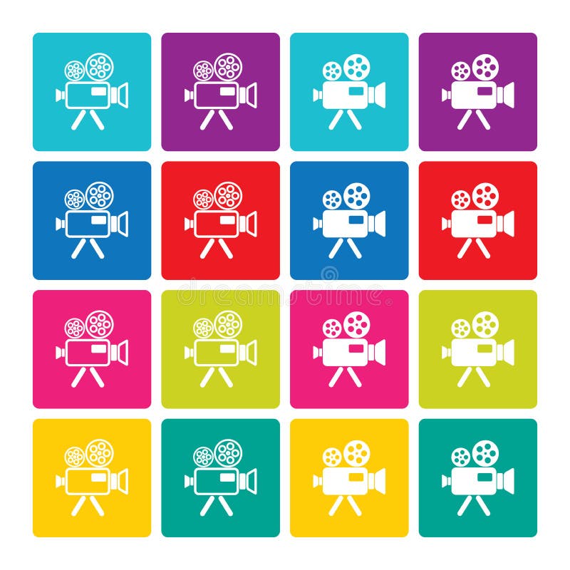 Video movie icon set stock vector. Illustration of film - 10586584