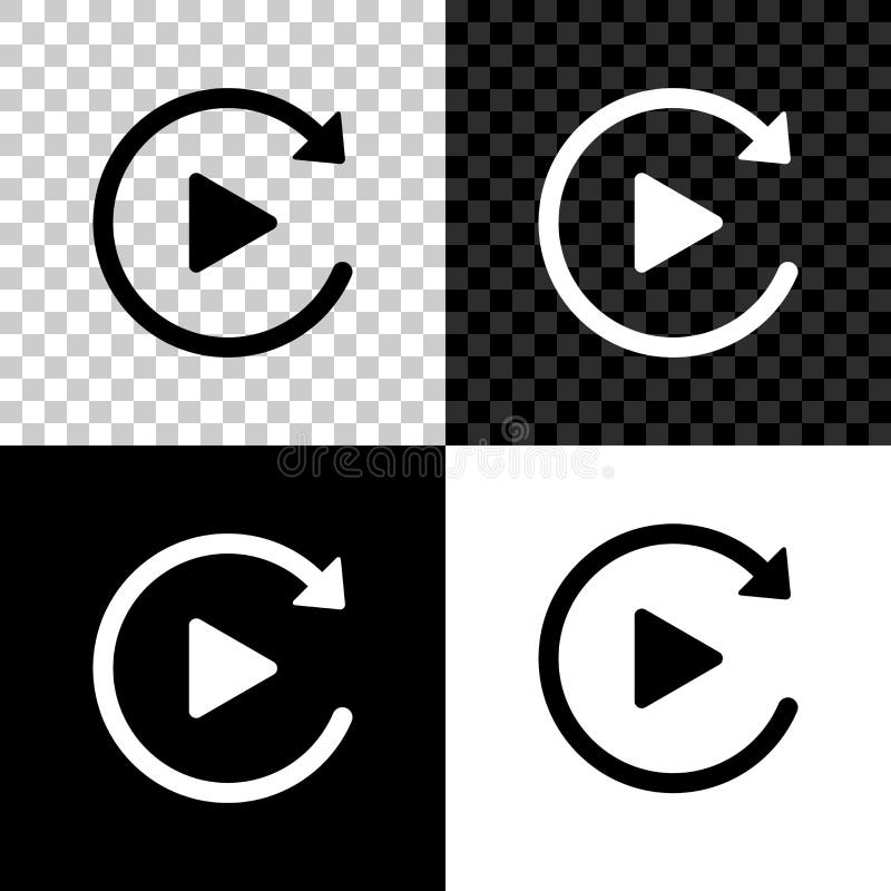 Video play button like simple replay icon isolated on black, white and transparent background. Vector vector illustration