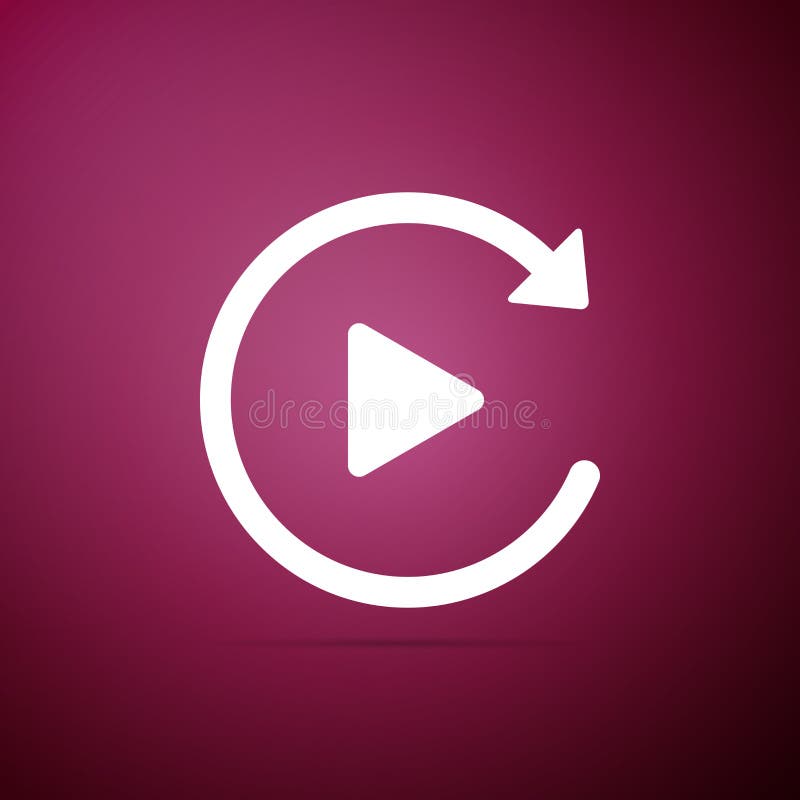 Video play button like simple replay icon isolated on purple background vector illustration