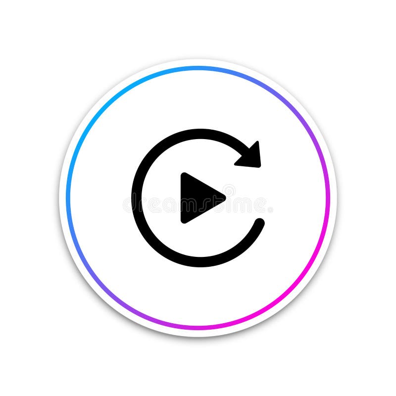 Video play button like simple replay icon isolated on white background. Circle white button royalty free illustration