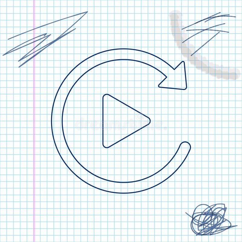 Video play button like simple replay line sketch icon isolated on white background. Vector Illustration. vector illustration