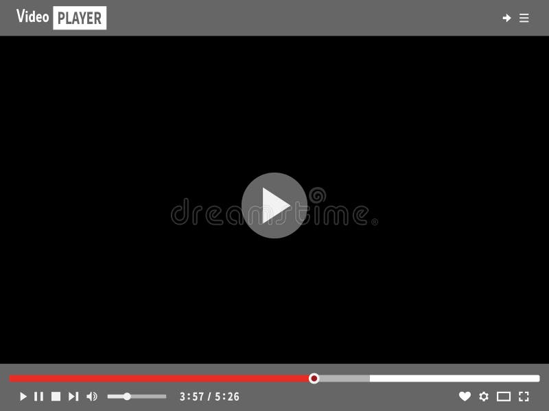 Video player template interface for web and mobile apps. Black screen with the Start icon. royalty free illustration