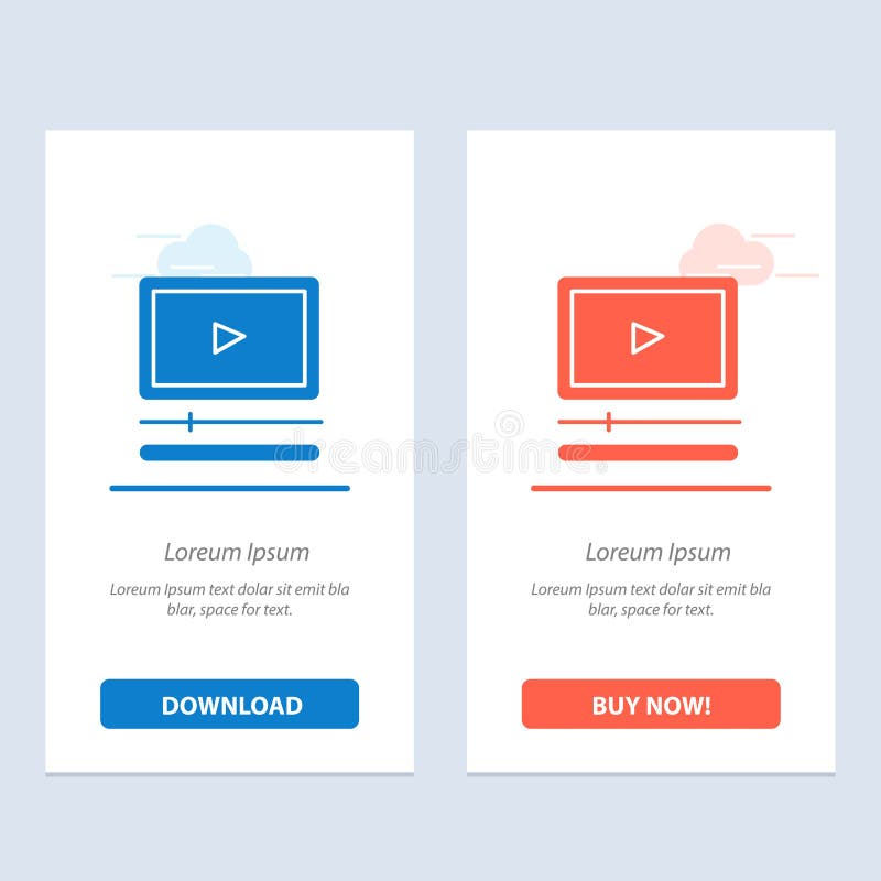 Video, Speler, Audio, van Mp3, van Mp4 koopt de Blauwe en Rode Download en nu de Kaartmalplaatje van Webwidget stock illustratie Video, Speler, Audio, van Mp3, van Mp4 koopt de Blauwe en Rode Download en nu de Kaartmalplaatje van Webwidget stock illustratie