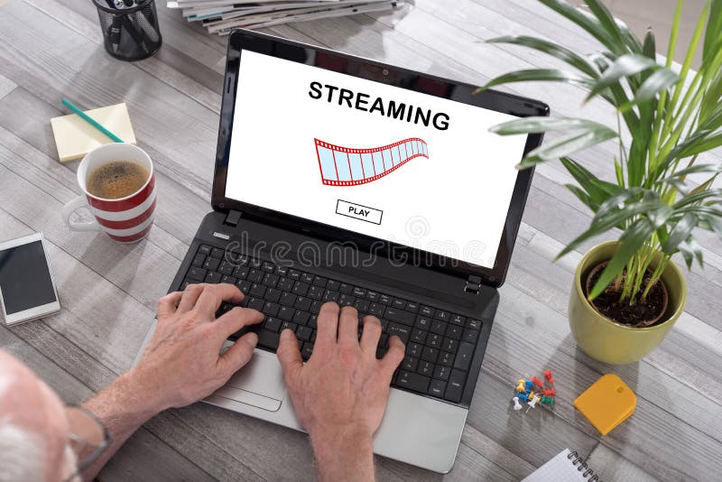 Video Streaming Concept on a Laptop Stock Image Image of application