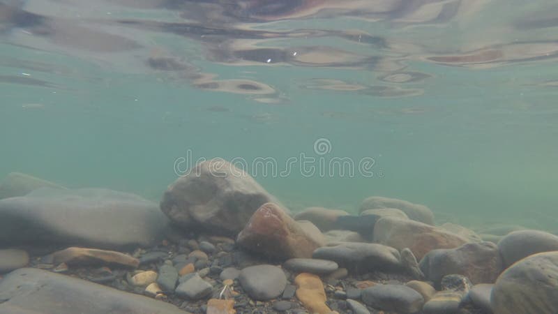 Video submarino de fondo de piedra marina. mar sin vida sin peces ni plantas. agua de mar o lago fluvial