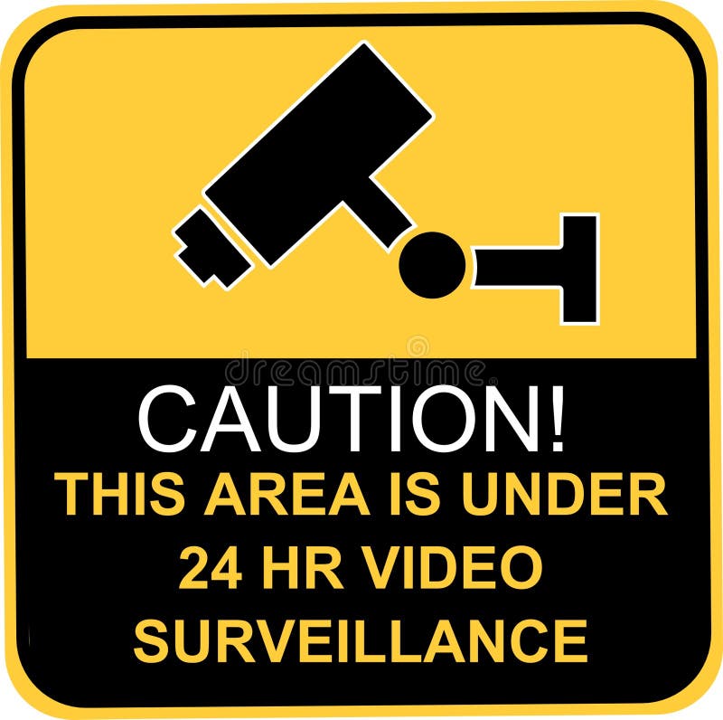 Video surveillance sign stock illustration. Illustration of label
