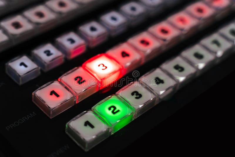 Video switch of Television Broadcast, working with video and audio mixer stock photos