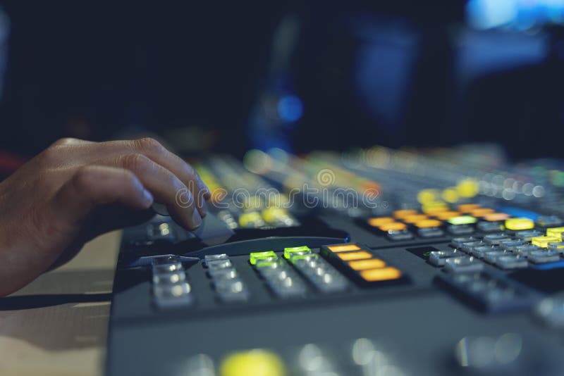 Video switch of Television Broadcast, working with video and audio mixer stock photography