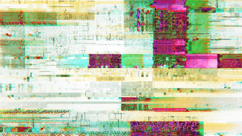 Video technology glitch background as wallpaper or tech related graphic design backdrop element stock illustration