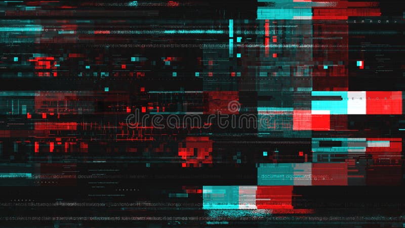 Video technology glitch background as wallpaper or tech related graphic design backdrop element stock illustration