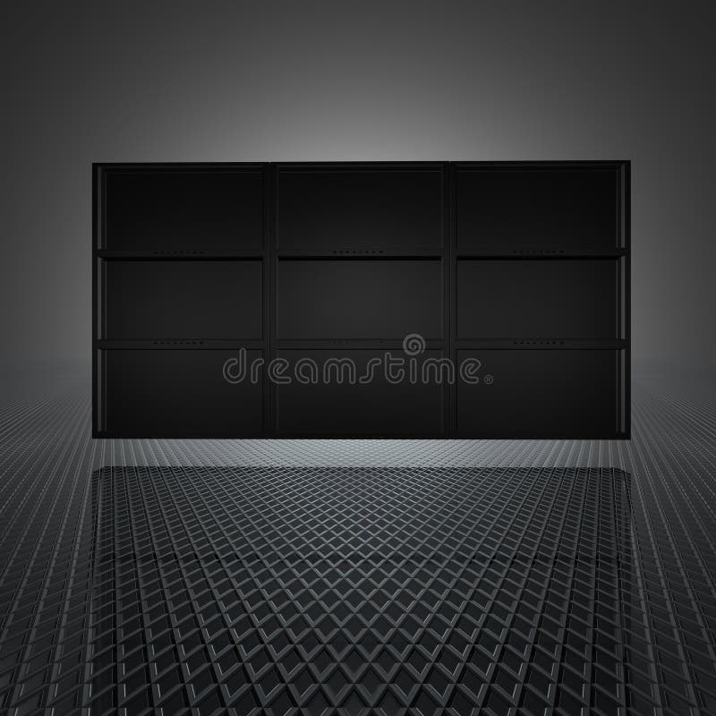 Video wall with 9 blank screens