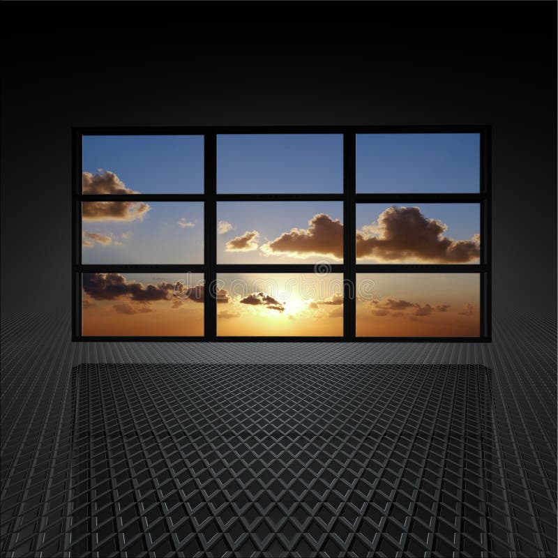 Video wall with clouds and sun on