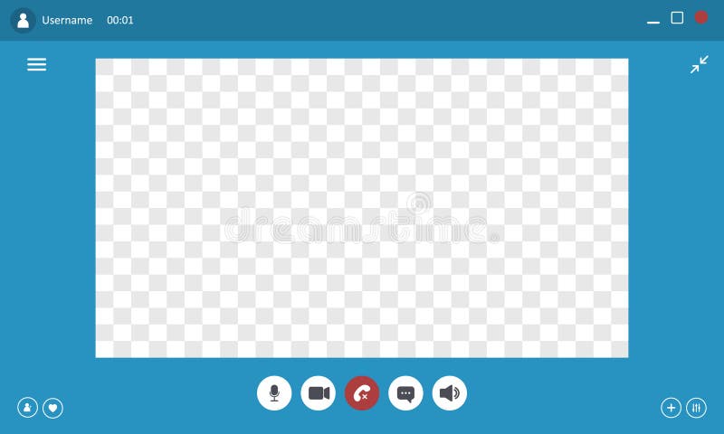 Videocall User Interface. Video chat screen template. Online chat with buttons for mobile, computer, laptop. Flat Vector stock illustration