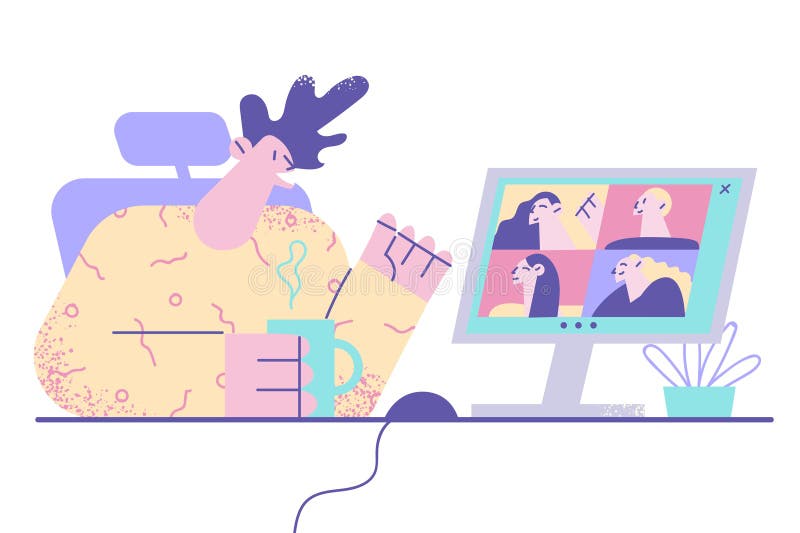 Videoconference, online meeting, remote work concept vector illustration