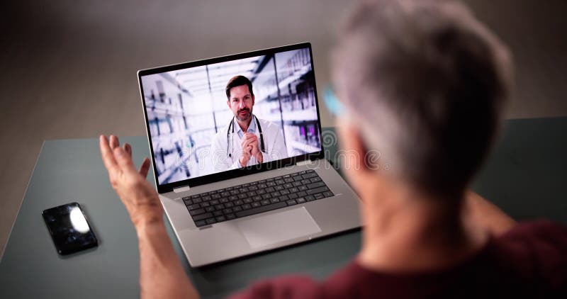 Videoconferenza, chiamata di Telemedicine Consult fotografia stock libera da diritti
