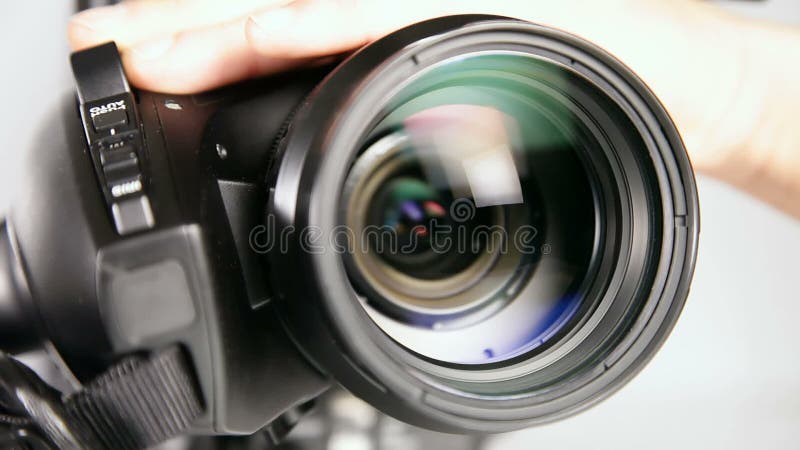 Videocámara video - tiro cercano de la lente almacen de video