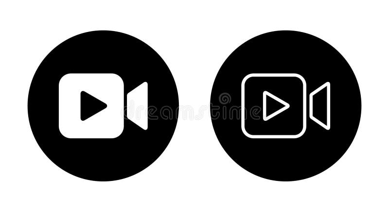Videokamera mit Wiedergabetasten in schwarzem Kreis. Camcorderkonzept lizenzfreie abbildung