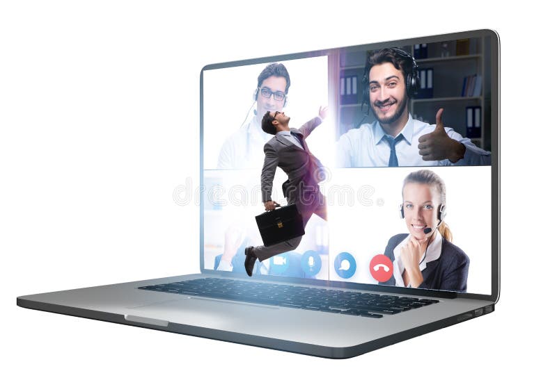 Videokonferenskoncept med personer i onlinesamtal royaltyfri bild