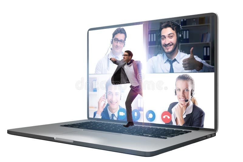 Videokonferenskoncept med personer i onlinesamtal arkivbilder