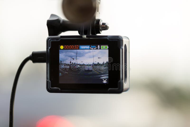 Videoregistratore anteriore della macchina fotografica dell'automobile del CCTV per sicurezza sulla strada con fotografia stock libera da diritti