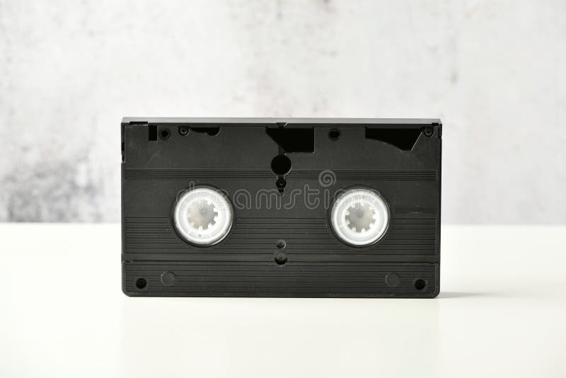 Videotape. Media pop culture of the 80s. video recording on a light background. View from above. Very Old Video Tape