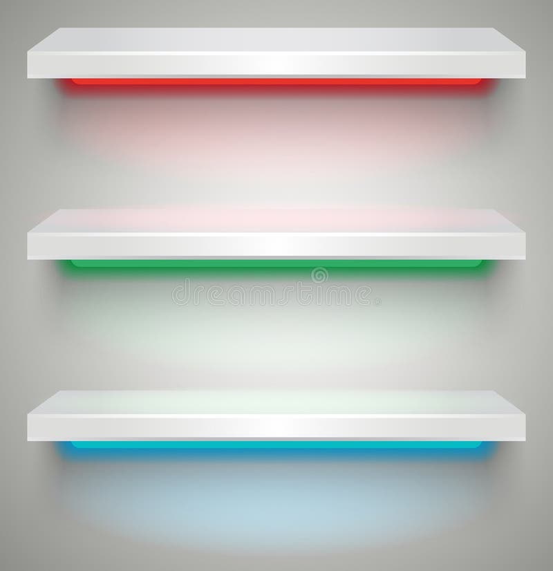 Videz les étagères lumineuses illustration de vecteur Videz les étagères lumineuses illustration de vecteur