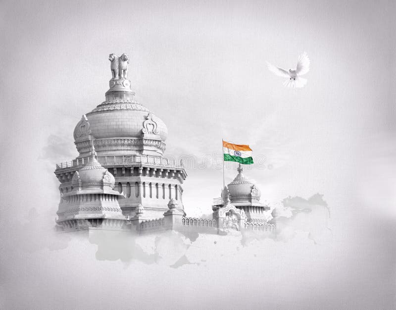 KARNATAKA FLAG FLYING HIGH with Vidhana Soudha in BACKGROUND Stock Image -  Image of city, cloth: 174015721