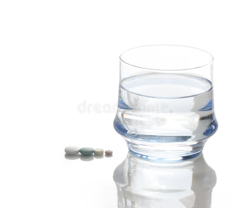 A glass of water and four pills for: Cholesterol, high-blood pressure, diabetes, and osteoporosis. A glass of water and four pills for: Cholesterol, high-blood pressure, diabetes, and osteoporosis