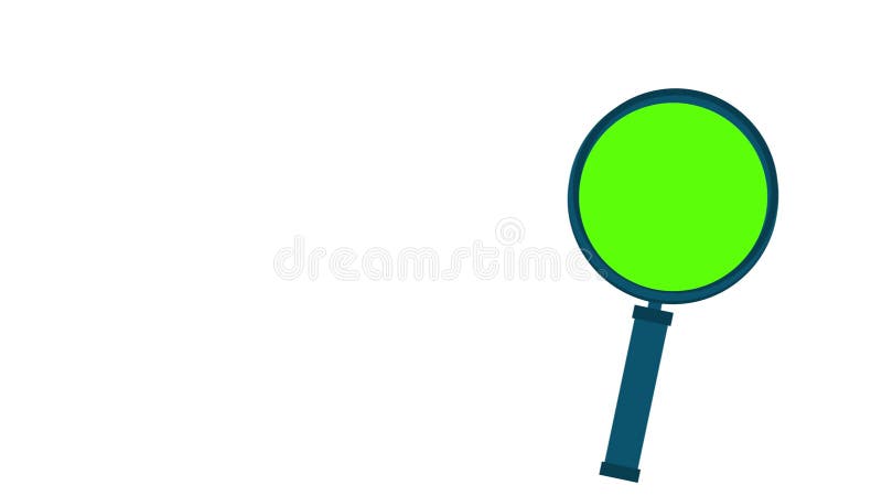 Vidrio de aumento aislado sobre fondo blanco Inserción verde de clave cromática