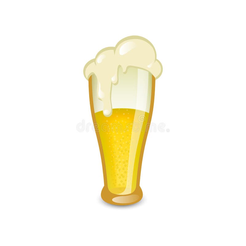 Glass of light beer isolated on white background. Vector illustration. Glass of light beer isolated on white background. Vector illustration