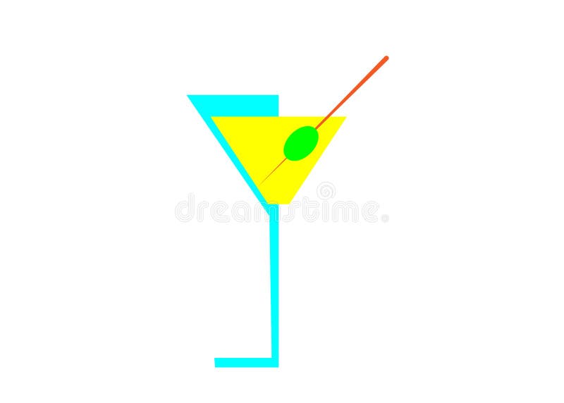 Vidrio de martini del cóctel con la aceituna para la cubierta del menú, vector aislada libre illustration Vidrio de martini del cóctel con la aceituna para la cubierta del menú, vector aislada libre illustration