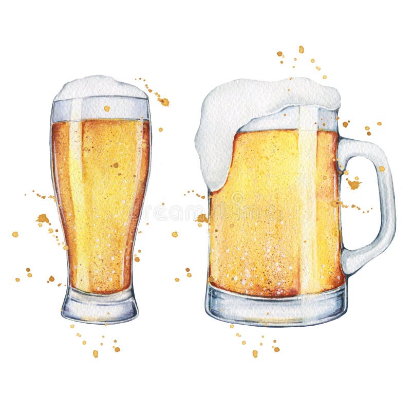 Vidrio y pinta de cerveza de la acuarela Modelo inconsútil ilustración del vector Vidrio y pinta de cerveza de la acuarela Modelo inconsútil ilustración del vector