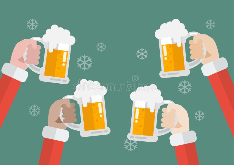 Vidrios de cerveza de Papá Noel que tintinean libre illustration Vidrios de cerveza de Papá Noel que tintinean libre illustration