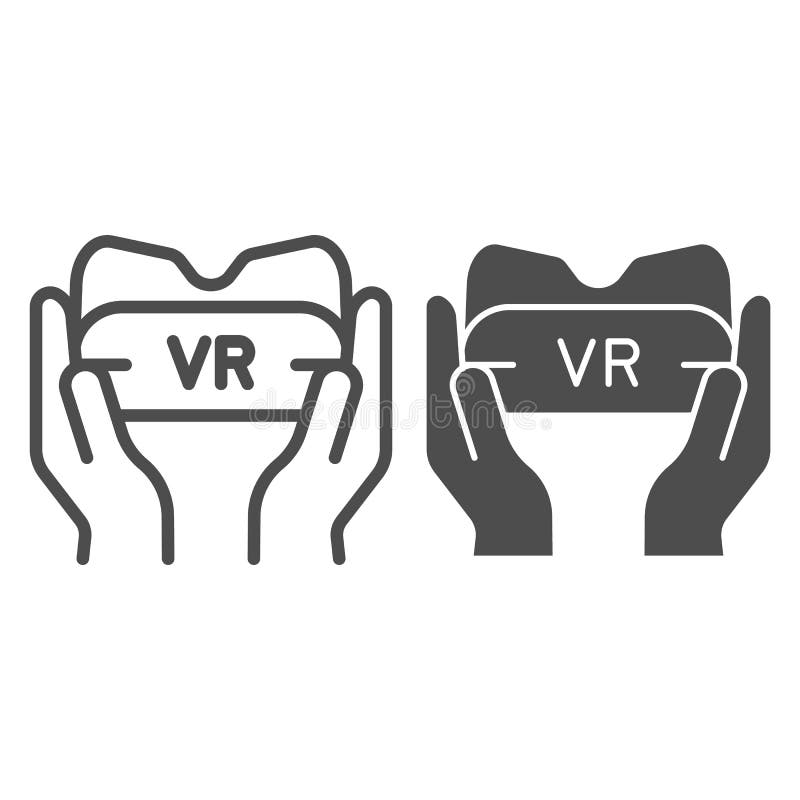 Vidrios de Vr en línea de manos e icono del glyph Ejemplo del vector del dispositivo del juego aislado en blanco Gafas de la real stock de ilustración Vidrios de Vr en línea de manos e icono del glyph Ejemplo del vector del dispositivo del juego aislado en blanco Gafas de la real stock de ilustración