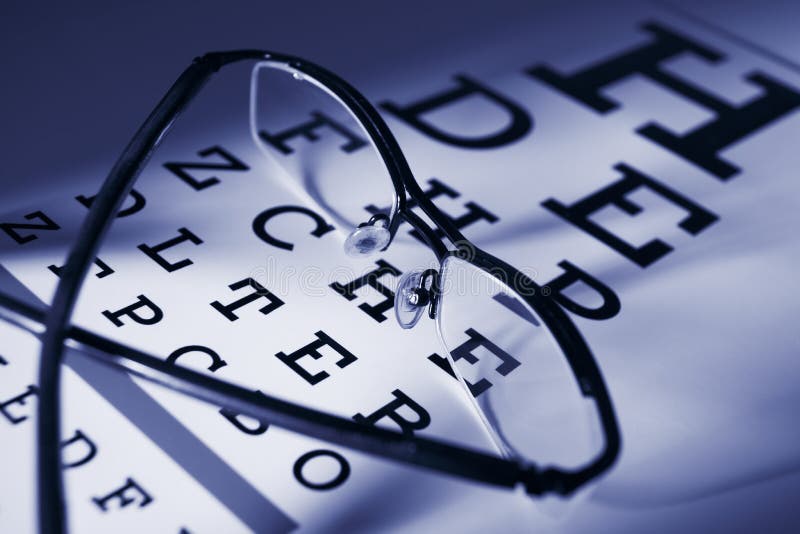 Vidrios y foco del diferencial de la carta de prueba del ojo