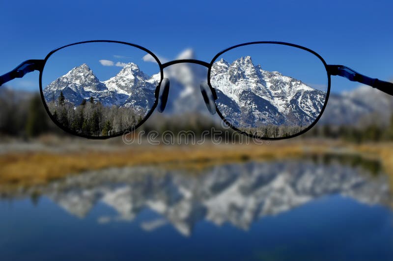 Vidrios y Vision claro de montañas