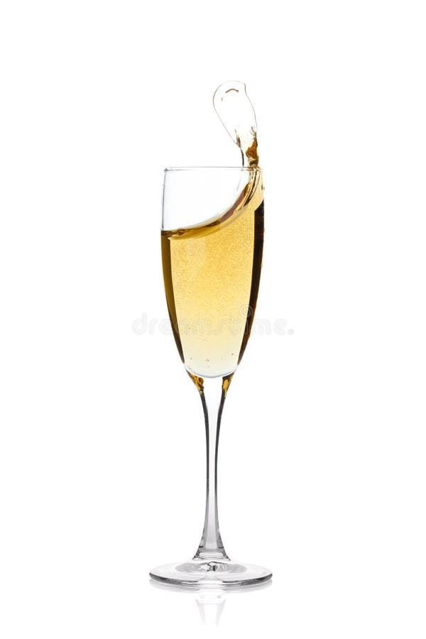 Vidro de Champagne com respingo foto de stock Vidro de Champagne com respingo foto de stock