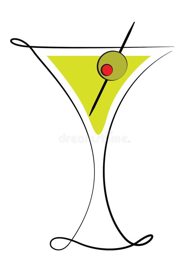 Vidro de Martini com azeitona ilustração do vetor Vidro de Martini com azeitona ilustração do vetor