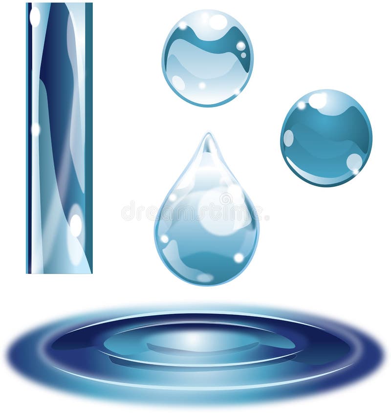 Gota de água superfície brilhante vidro ilustração stock