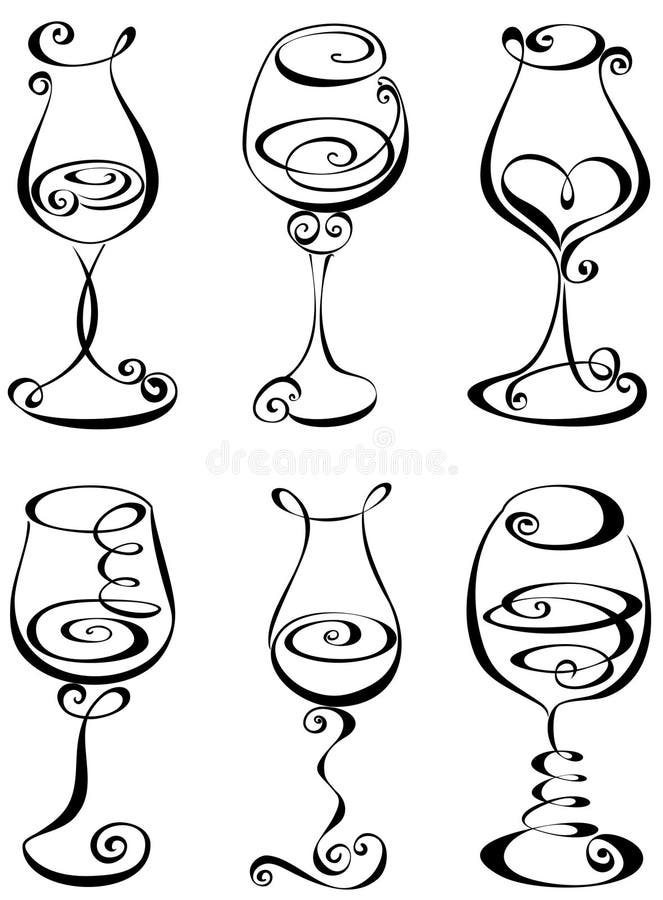 Taça de vinho estilizada ilustração stock